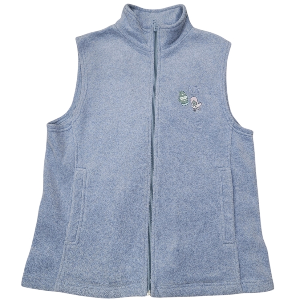 Vintage Northern Reflections Fleece Vest Blue Embroidered Mittens Warm W…